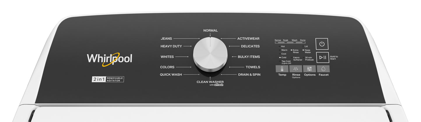 4.7 Cu. Ft. Top Load Washer with 2 in 1 Removable Agitator.